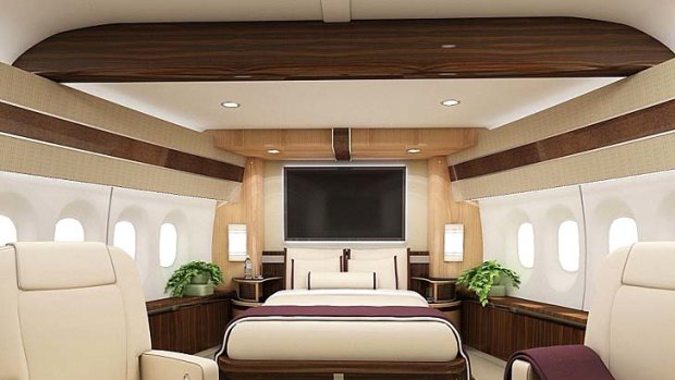 Billionaire's paradise ... an artist impression of how the 747's bedroom will look.