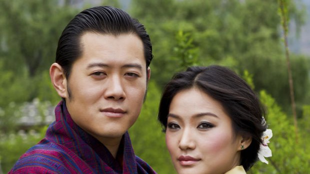 Bhutan's King Jigme Khesar Namgyel Wangchuck (L) and his fiancee Jetsun Pema pose in Bhutan.