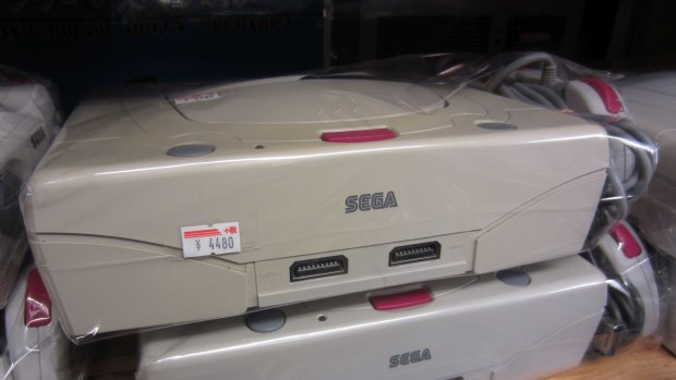 Old Sega consoles for sale at Super Potato.