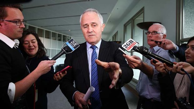 Question time: Malcolm Turnbull addresses the media in Canberra on Thursday.