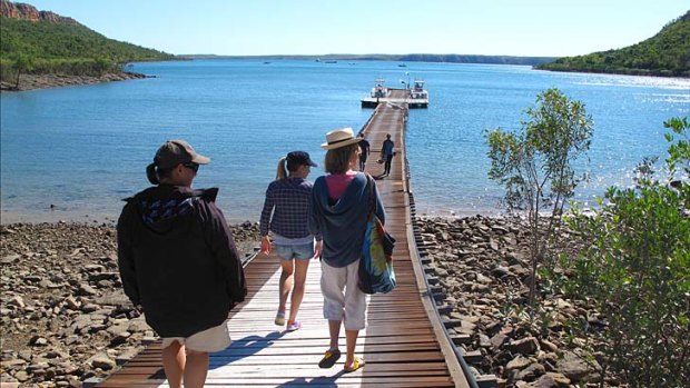 Kuri Bay lodge guests at the jetty.