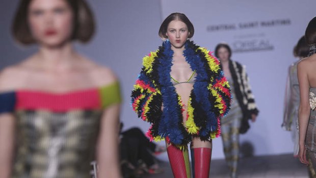 Mind the gap: models at a London fashion show.
