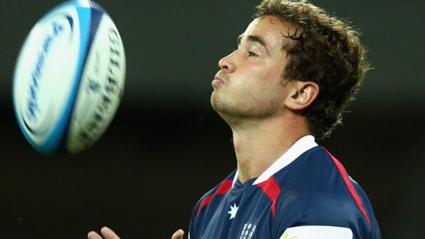 Danny Cipriani of the Rebels gathers the ball during the round six Super Rugby match between the Melbourne Rebels and the Hurricanes on March 25, 2011 in Melbourne, Australia.  (Photo by Mark Dadswell/Getty Images)