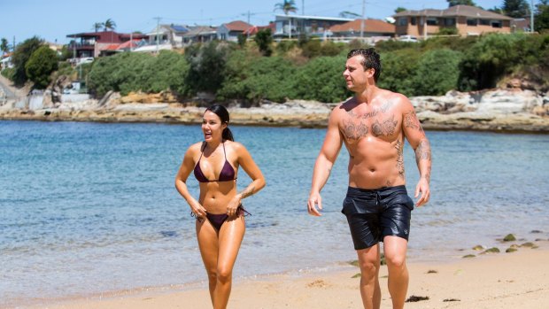 Married at First Sight's Davina Rankin and Ryan Gallagher at the beach during his home stay. They also visited his parents' farm at Goulburn.