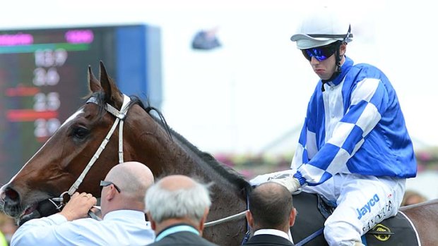 Not happy &#8230; beaten favourite Howmuchdoyouloveme returns with Brenton Avdulla on board after the  Yellowglen Stakes at Flemington. The star Sydney sprinter struggled home in eighth.