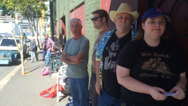 Amanda Rose and Ian Lovell were at the front of the queue outside The Tivoli as they waited for Bob Dylan's intimate Brisbane show.