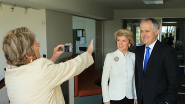 Good friends ... Malcolm Turnbull and his bestie Julie Bishop pose for a picture yesterday.