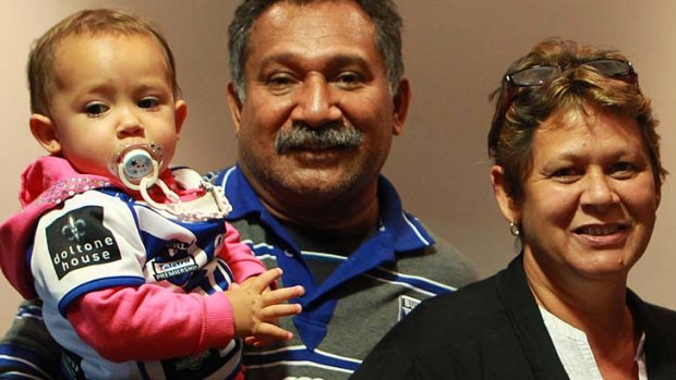 In his corner: Ben Barba's parents, Ken and Kim, with the star's daughter Bronte.