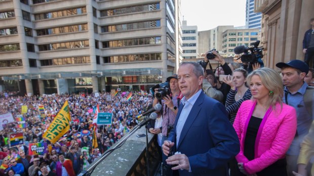 Bill Shorten speaking at the YES Rally for Marriage Equality in Sydney.