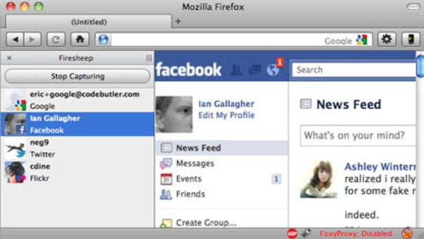The Firesheep add-on in action.