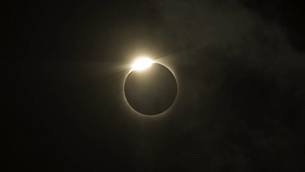 A total solar eclipse seen from the Indian city of Varanasi on July 22, 2009.
