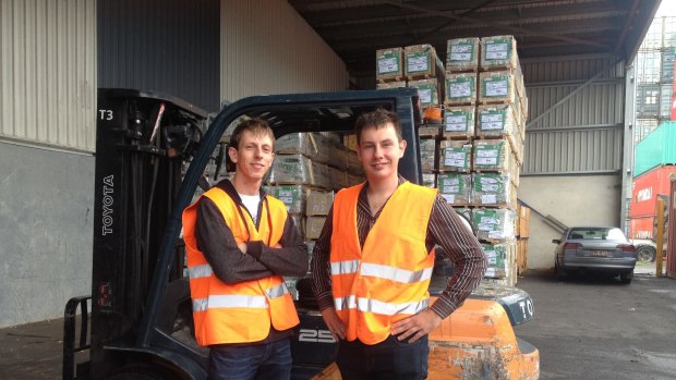 PayAus' Alex Ghiculescu (left) with co-founder Jake Phillpot. This was taken recently while visiting customer Interport Cargo, a logistics company at the Port of Brisbane.