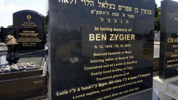 At rest: Ben Zygler's tombstone in a cemetery in Springvale, Victoria.