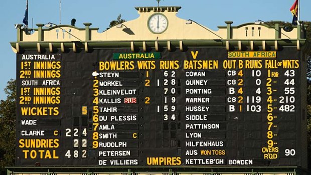 Telling a tale ... Adelaide Oval’s scoreboard.