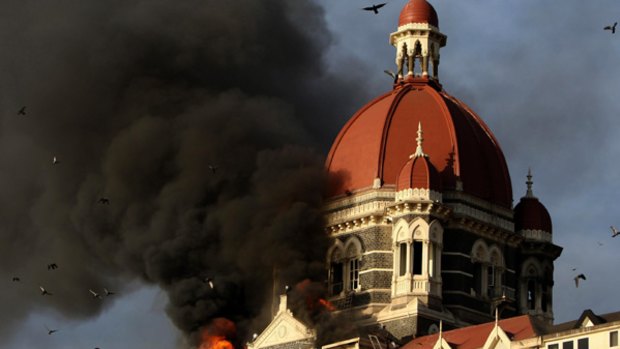 Mumbai's Taj Mahal Hotel burns in the attacks.