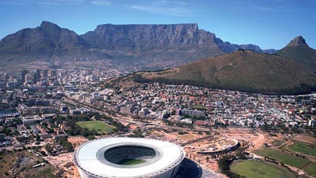 Table Mountain provides a stunning backdrop to Cape Town and its football stadium.