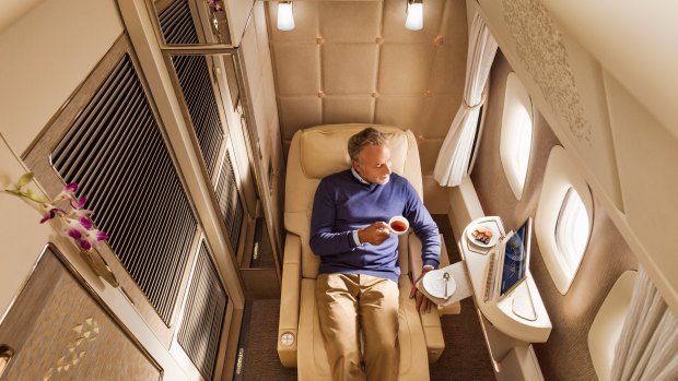 Wood panelling in the Emirates first class seating was chosen for a more sophisticated look.