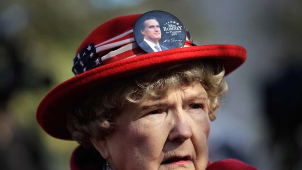 Maryann Riley waits at a campaign rally at Wofford College in Spartanburg, South Carolina.