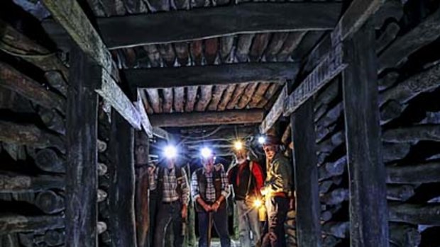 Close encounter ... the climb into Bendigo's Central Deborah Gold Mine is not for claustrophobes.