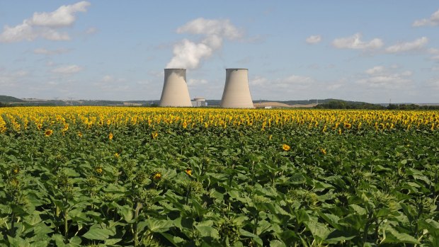 Cooling towers for an Electricite de France (EDF) nuclear power plant are seen in Nogent-sur-Seine, near Paris.