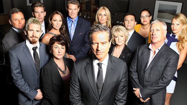 The contestants from this year's <i>Celebrity Apprentice</i>, with Mark Bouris (centre).