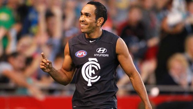 Flexible: Eddie Betts began in the centre before going forward and kicking four goals.