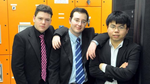 Young and ambitious ... Joseph Glanville, 19, Alex Sharp, 20, and Sheng Yeo, 22.