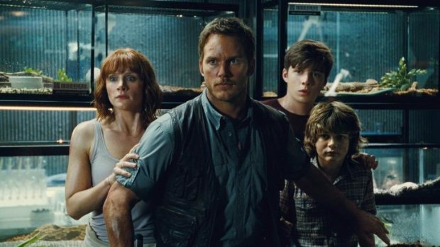 Bryce Dallas Howard, Chris Pratt, Nick Robinson and Ty Simpkins star in <i>Jurassic World</i>.