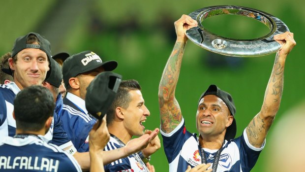 Reason to smile: Melbourne Victory were far too good for Sydney FC.  