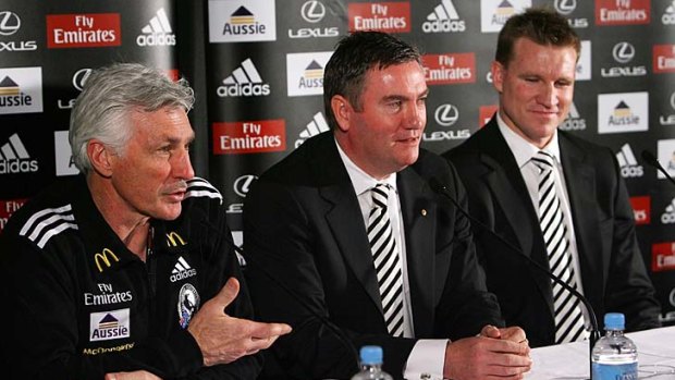 That was then... Mick Malthouse, Eddie McGuire  and Nathan Buckley announce a five-year coaching plan for Collingwood at a press conference  on July 28, 2009.