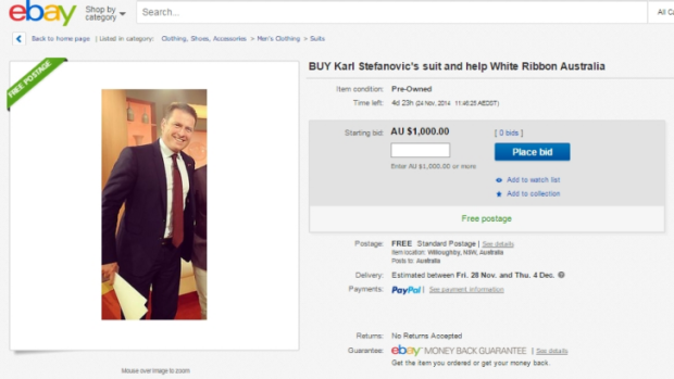 Up on eBay: One used suit courtesy of Karl Stefanovic.