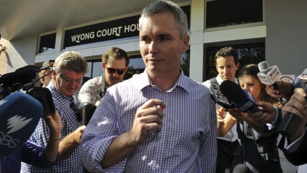 Former Federal Labor MP Craig Thomson leaves court after being charged with fraud offences in January.   His lawyers are pushing for his case to be heard by a magistrate.   photo.JPG