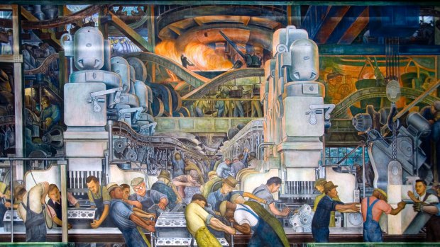 A 1933 car workers’ by Diego Rivera at the Detroit Institute of Art.