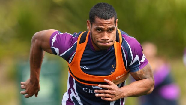 Melbourne Storm's Sisa Waqa at training on Wednesday.