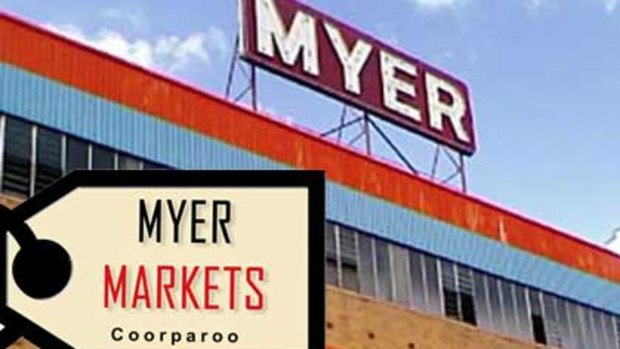 The old Myer store at Coorparoo and the new logo that will soon be seen there.