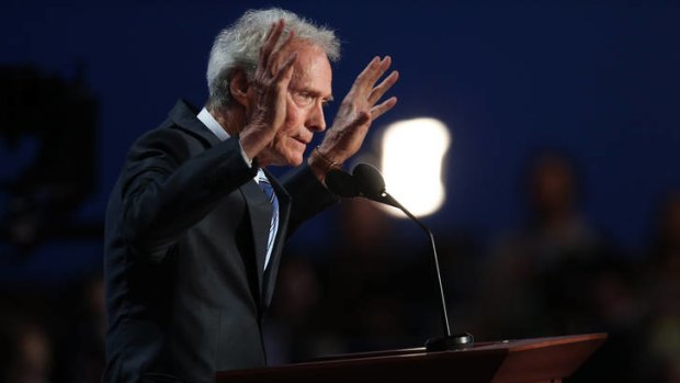 Clint Eastwood says "Go ahead..." during the final day of the Republican National Convention.