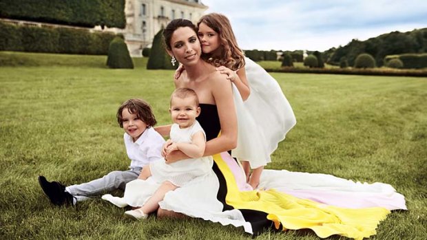 Model comeback: Erica Packer and her children - Indigo, Jackon and Emmanuelle.