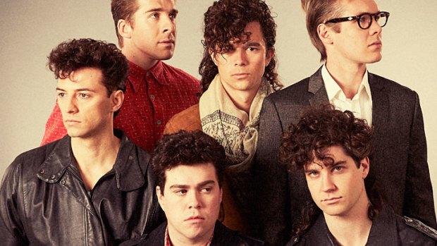 To this .... Clockwise: Hugh Sheridan (top left) as bass guitarist Garry Gary Beers, Luke Arnold as Michael Hutchence, Alex Williams as Kirk Pengilly, newcomer Nicholas Masters plays Tim Farriss, Andy Ryan as Andrew Farriss and Ido Drent as Jon Farriss.