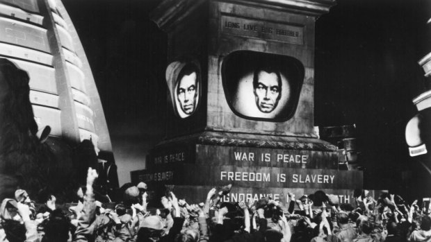 Fears of Russian domination marked the Cold War. Scene from a 1956 film production of George Orwell's <i>1984</i>.