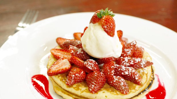 Breakfast for a champion ... strawberries and cream are a classic pancake topping.