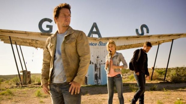 Ragtag band: Mark Wahlberg, Nicola Peltz and Jack Reynor in Transformers: Age of Extinction.