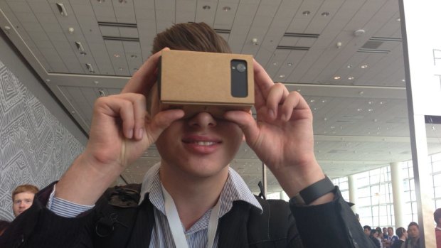 Cardboard connects to an Android phone to enable a virtual reality experience.