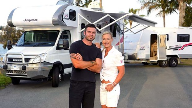 Life on the road: Lisa Curry in front of her motorhome with partner Joel Walkenhorst.