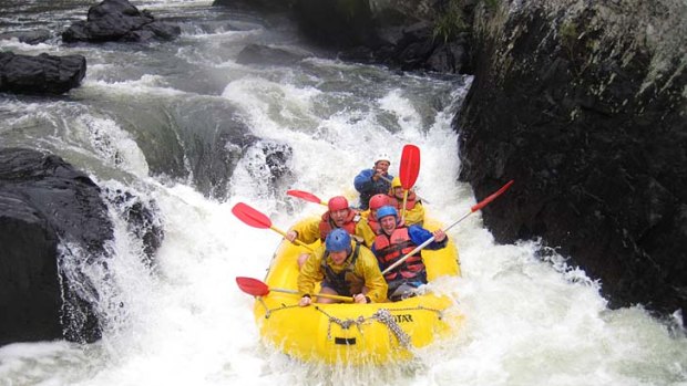 Wet and wild ... making a splash on the Nymboida River.