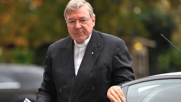George Pell arrives at the child abuse inquiry.