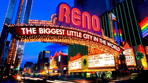 The Reno neon sign stretching across Virginia Street.