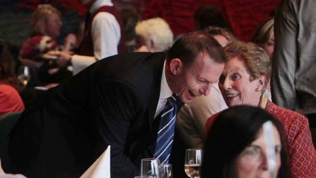 Opposition Leader Tony Abbott speaks at Monte Sant' Angelo Mercy College's Blue & Blue annual luncheon at NSW state parliament. <i>Picture: Glen McCurtayne</i>