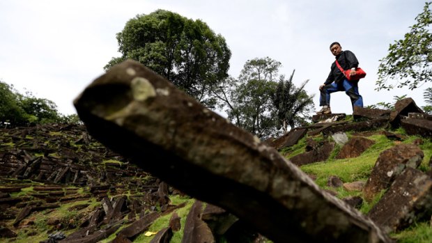 Geologist Danny Hilman at the Gunung Padang site, "the largest megalithic structure in south-east Asia".