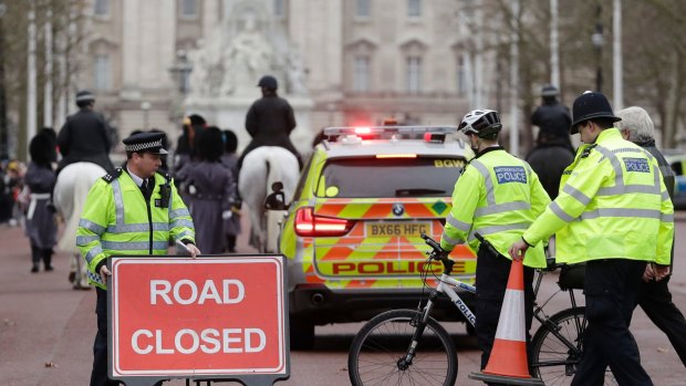 Road closures in the area surrounding Buckingham Palace.