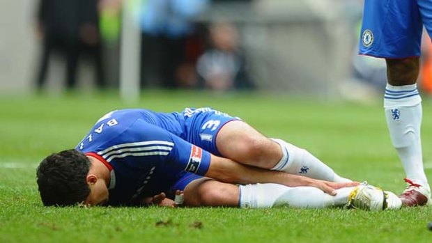 Out of the World Cup ... Michael Ballack was injured in England's FA Cup final.